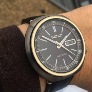 SEIKO Recraft SRPC15 Black Dial Vintage Black Leather Automatic Mens Watch