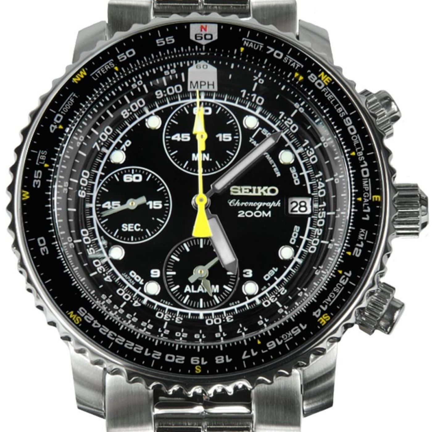 Seiko Flightmaster Chronograph Sna411 Aviation Pilot Mens Watch Ebay
