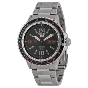 Seiko 5 SRP347 Aviator Black Dial Sawtooth Bezel