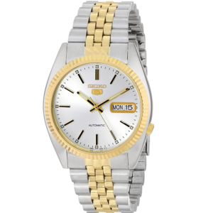 Seiko 5 SNXJ90 Datejust Dress Gold Silver