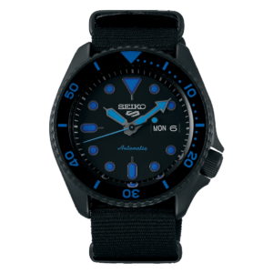Seiko 5 Sports SRPD81 SRPD81K1 Full Black Blue Divers