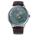 Orient Bambino Sun and Moon automatic dress watch green dial Australia