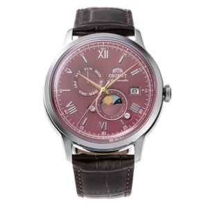 Orient Bambino RA-AK0807R Sun & Moon Classic Automatic Bordeaux Dial Leather Watch