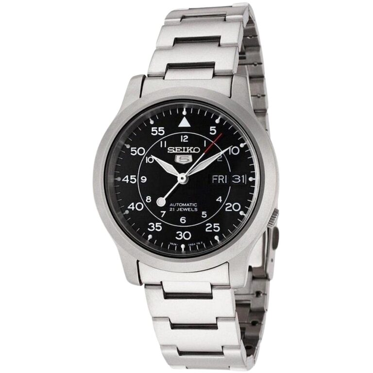 Seiko 5 automatic watch on wrist for regulation guide