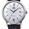Orient RA-AC0022S10B men's automatic watch white dial 41mm stainless steel case black leather strap