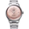 Orient RA-AC0M11Y30B Bambino automatic watch with pink dial and stainless steel bracelet detailed view