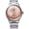Orient RA-AC0M11Y30B Bambino Version 7 automatic dress watch with pink dial and stainless steel bracelet front view