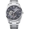 Orient RA-AR0012N30B semi-skeleton watch side angle showing case and metal strap details, neutral background