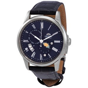 Orient Classic Sun & Moon RA-AK0011D30B blue dial automatic watch front view
