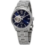 Orient Star RE-AT0001L Contemporary open heart blue dial automatic watch front view