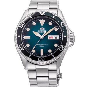 Green gradient Orient Kamasu automatic dive watch on stainless bracelet — example of automatic watches available in Australia