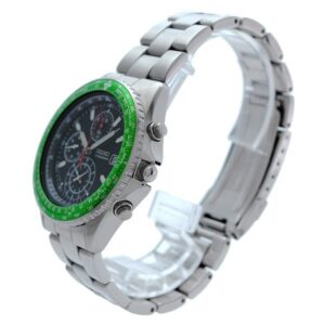 Seiko SZER033 pilot chronograph green bezel side