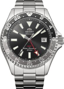 Orient Mako GMT RA-BC0001B black dial automatic diver watch front view