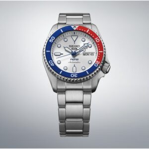 Seiko 5 Sports SRPL99K1 Pepsi Limited Edition automatic watch angled view